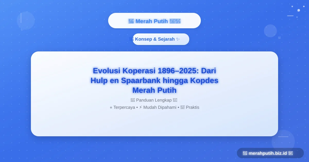 Evolusi Koperasi 1896–2025: Dari Hulp en Spaarbank hingga Kopdes Merah Putih